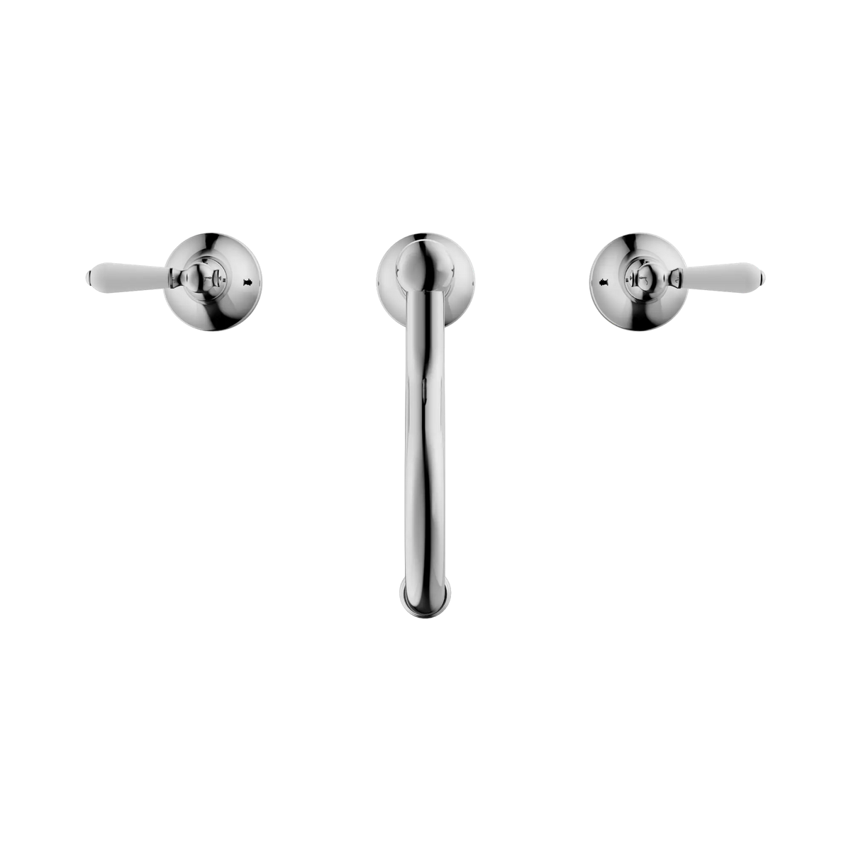 Nero York Basin Set With White Porcelain Lever - Chrome