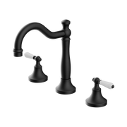 Nero York Basin Set With White Porcelain Lever - Matte Black