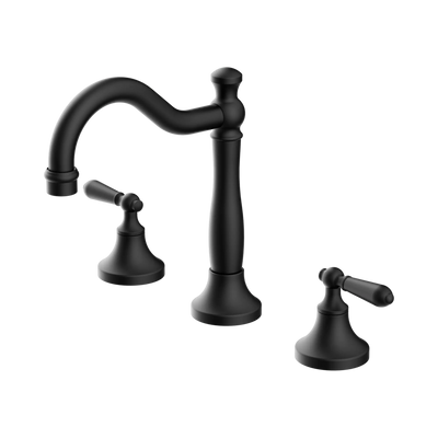 Nero York Basin Set With Metal Lever - Matte Black
