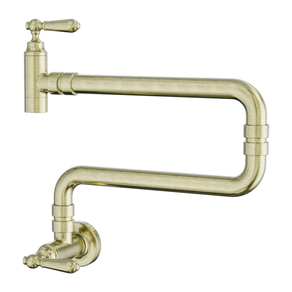 Nero York Wall Mounted Pot Filler - Aged Brass