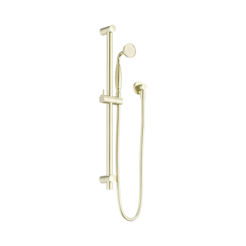 Nero York Shower Rail With Metal Hand Shower - Aged Brass