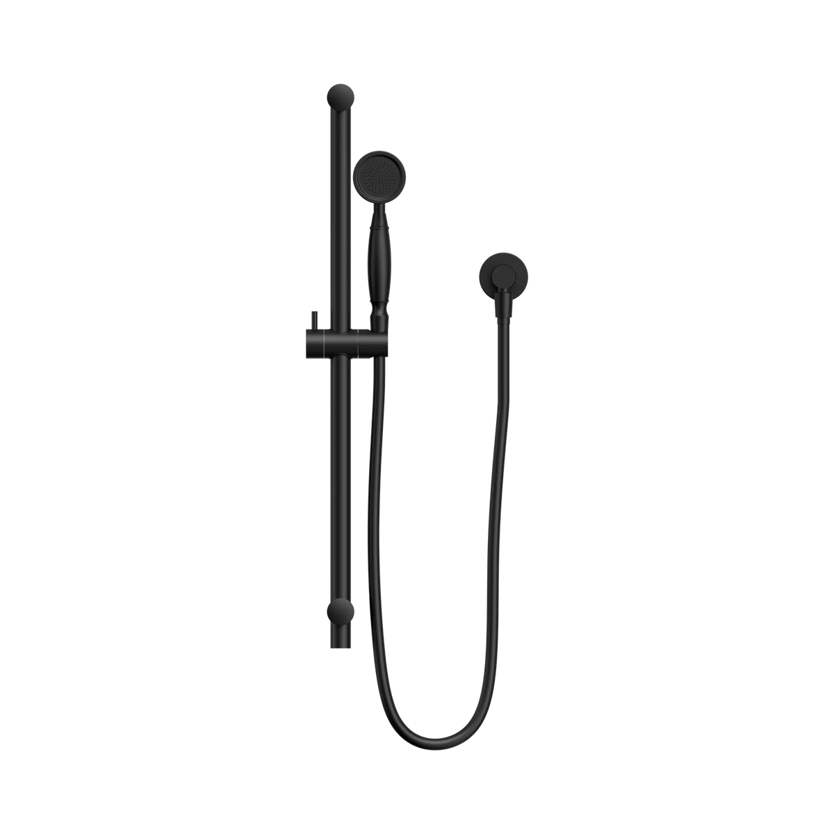 Nero York Shower Rail With Metal Hand Shower - Matte Black
