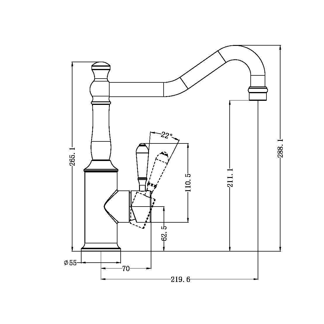 Nero York Kitchen Mixer Gooseneck Spout with Metal Lever - Brushed Nickel