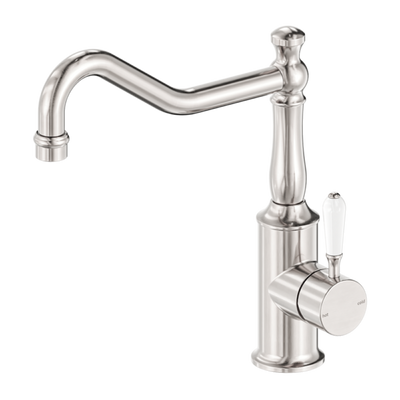 Nero York Kitchen Mixer Gooseneck Spout with Metal Lever - Brushed Nickel