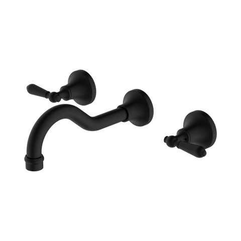 Nero York Wall Basin Set With Metal Lever - Matte Black