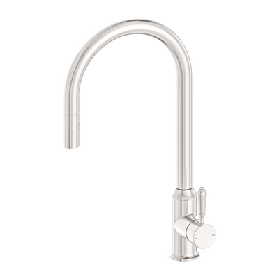 Nero York Pull Out Sink Mixer with Vegie Spray Function with Metal Lever - Brushed Nickel