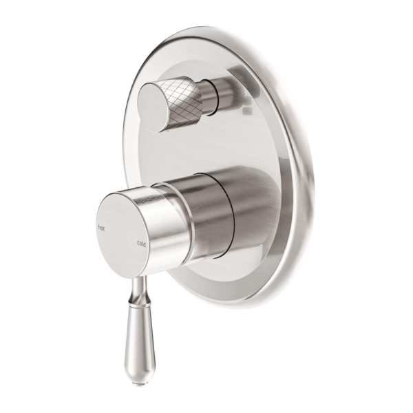 Nero York Shower Mixer with Divertor with Metal Lever - Brushed Nickel