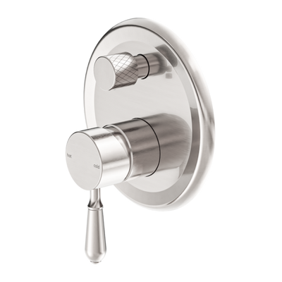 Nero York Shower Mixer with Divertor with Metal Lever - Brushed Nickel
