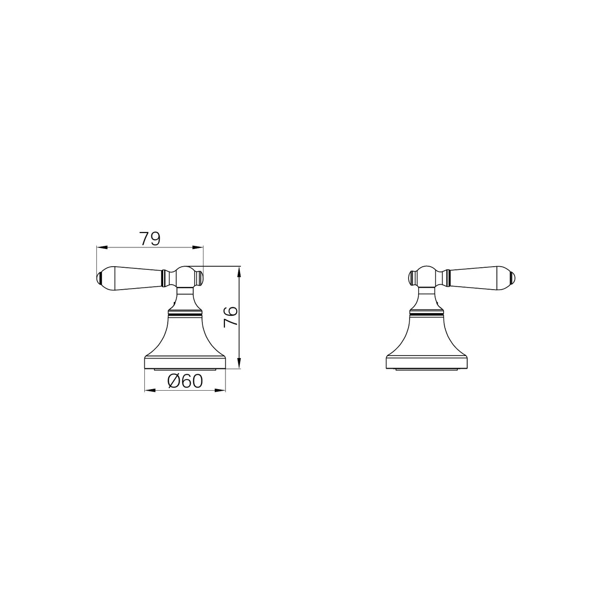 Nero York Wall Top Assemblies With Metal Lever technical drawing