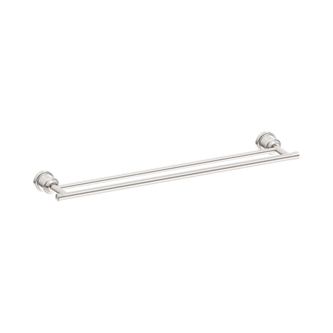 Nero York Double Towel Rail 600mm - Brushed Nickel