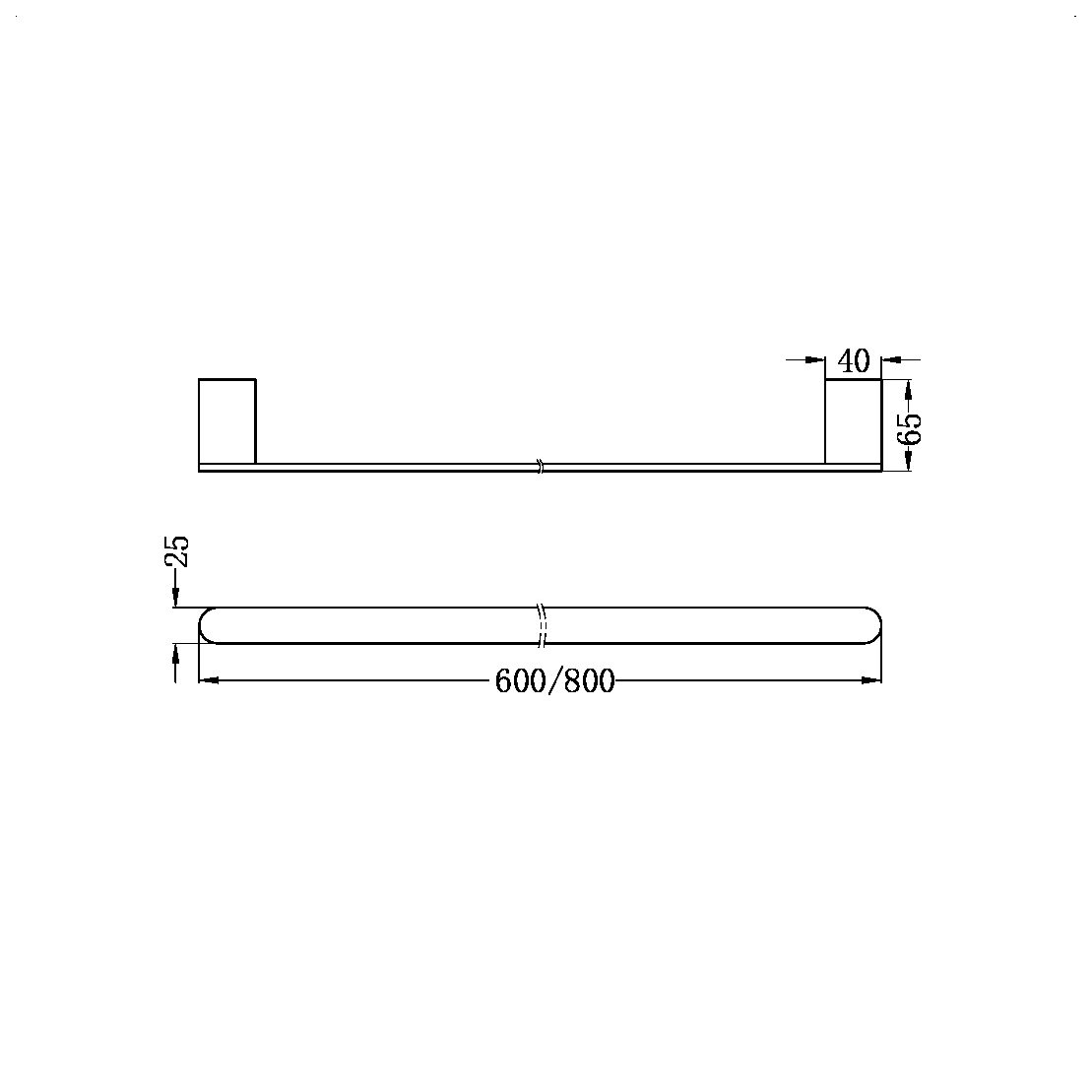 Nero Bianca Single Towel Rail 600mm - Brushed Bronze