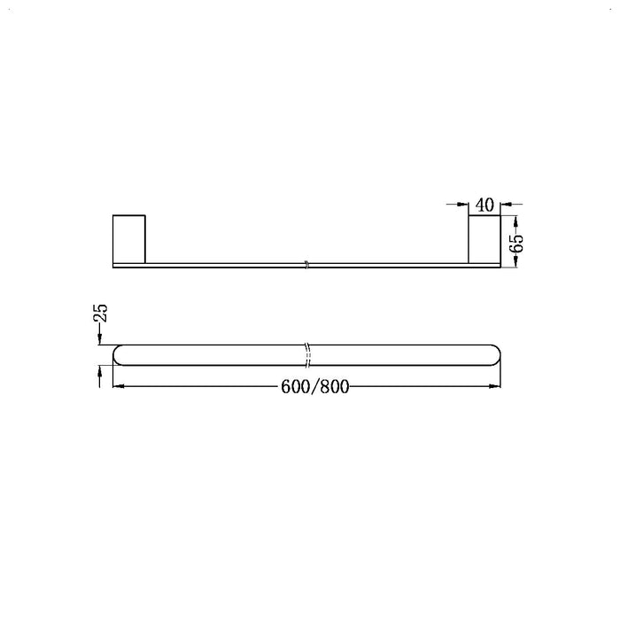Nero Bianca Single Towel Rail 600mm - Brushed Bronze