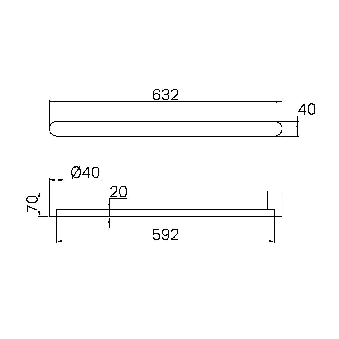 Nero Bianca 240V Single Heated Towel Rail - Brushed Nickel