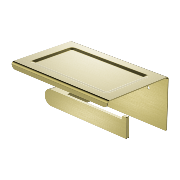Nero Bianca Toilet Roll Holder With Phone Holder - Brushed Gold