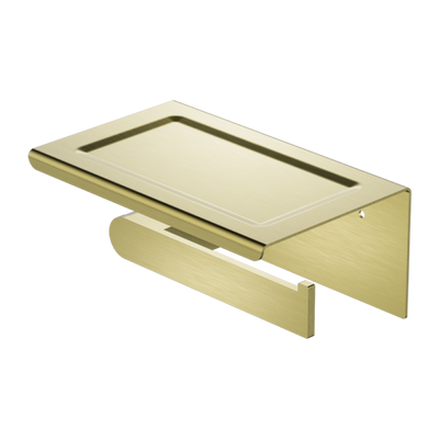 Nero Bianca Toilet Roll Holder With Phone Holder - Brushed Gold