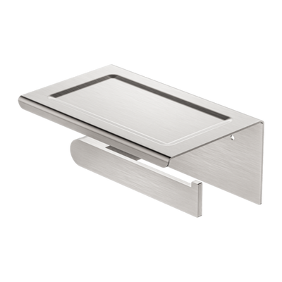 Nero Bianca Toilet Roll Holder With Phone Holder - Brushed Nickel