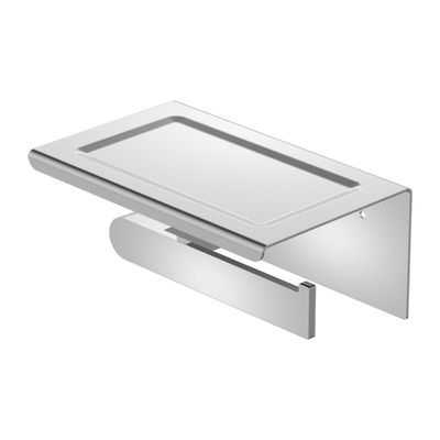 Nero Bianca Toilet Roll Holder With Phone Holder - Chrome