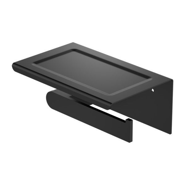 Nero Bianca Toilet Roll Holder With Phone Holder - Matte Black