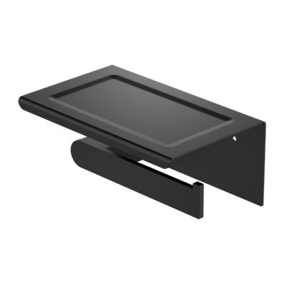 Nero Bianca Toilet Roll Holder With Phone Holder - Matte Black