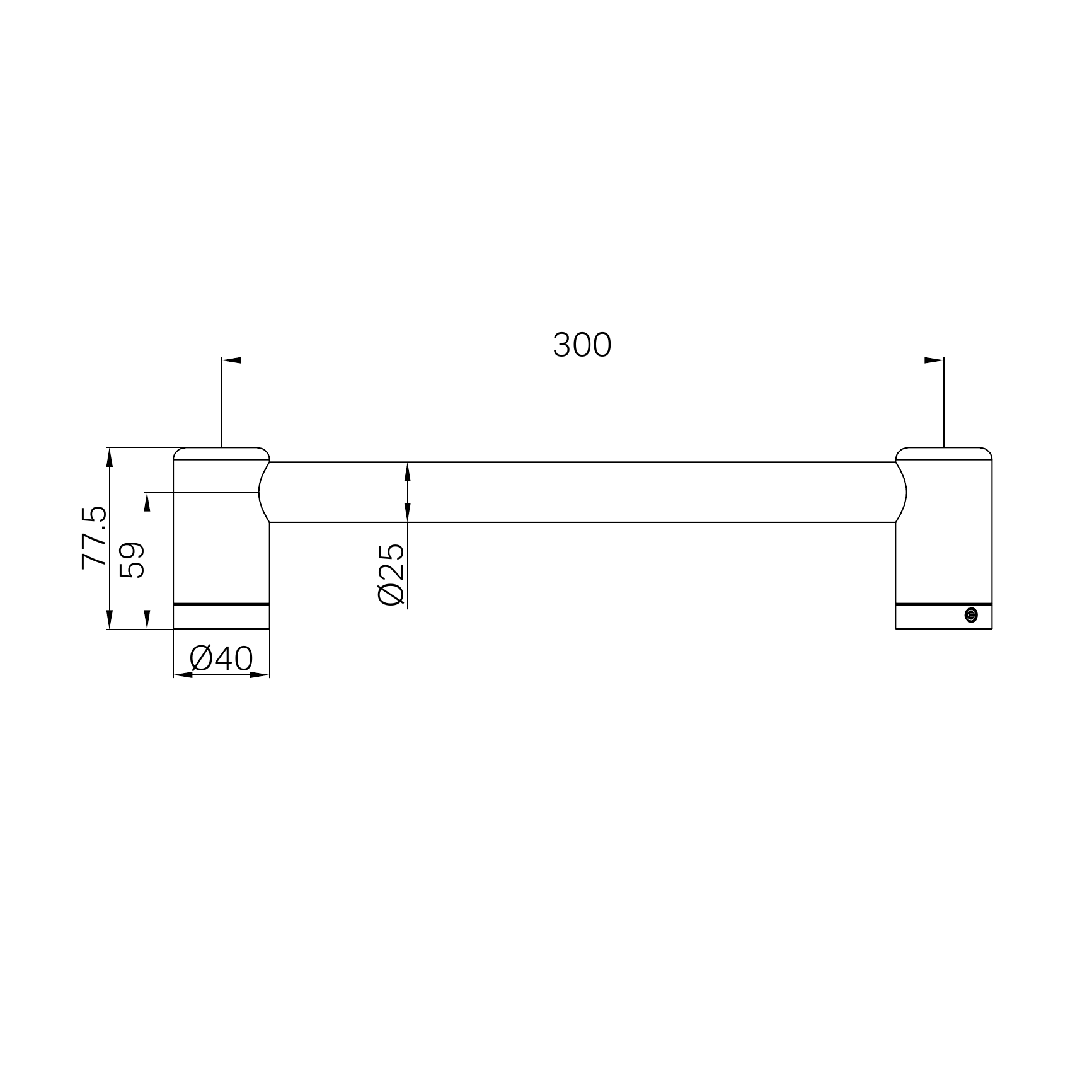 Nero Mecca Care 25mm Grab Rail 300mm Brushed Nickel