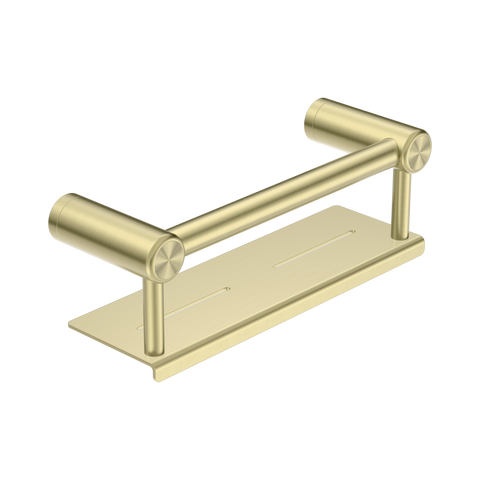 Nero Mecca Care 25mm Grab Rail With Shelf 300mm Brushed Gold