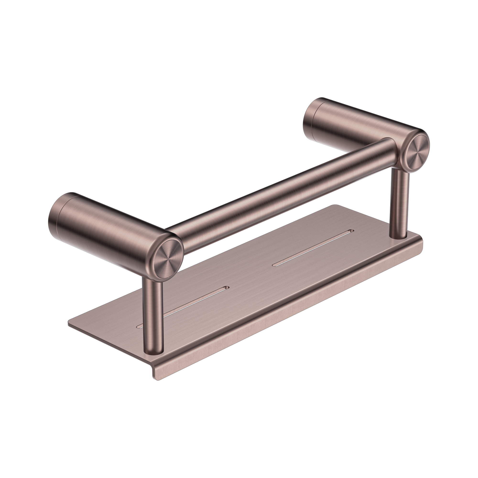 Nero Mecca Care 25mm Grab Rail With Shelf 300mm Brushed Bronze