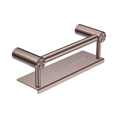 Nero Mecca Care 25mm Grab Rail With Shelf 300mm Brushed Bronze