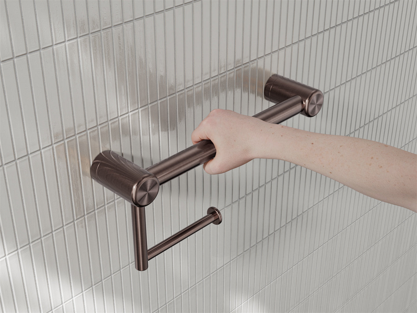 Nero Mecca Care 25mm Toilet Roll Rail 300mm Brushed Bronze