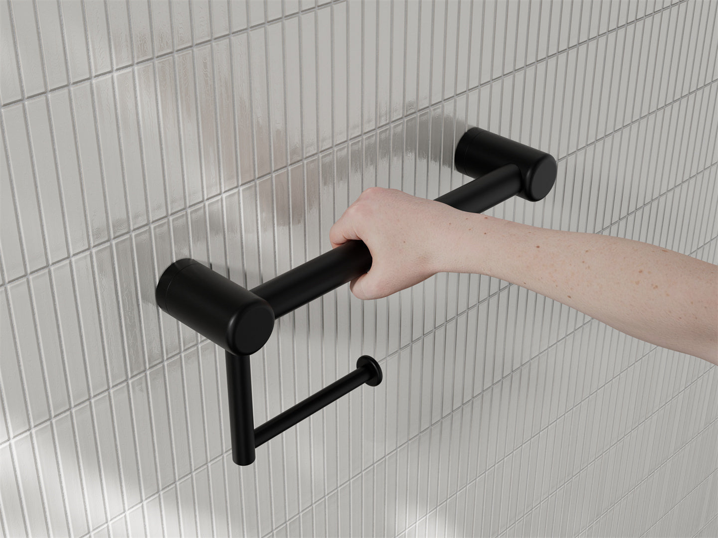 Nero Mecca Care 25mm Toilet Roll Rail 300mm Matte Black