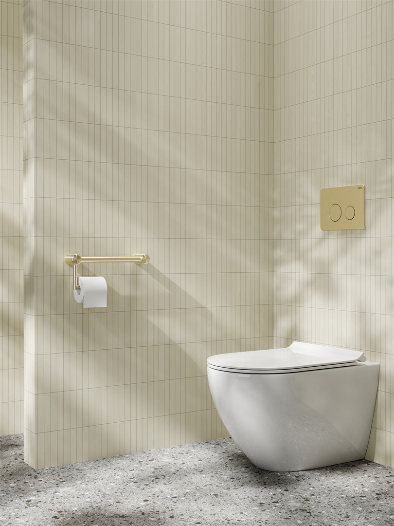 Nero Mecca Care 25mm Toilet Roll Rail 450mm Brushed Gold