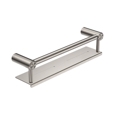 Nero Mecca Care 25mm Grab Rail With Shelf 450mm Brushed Nickel