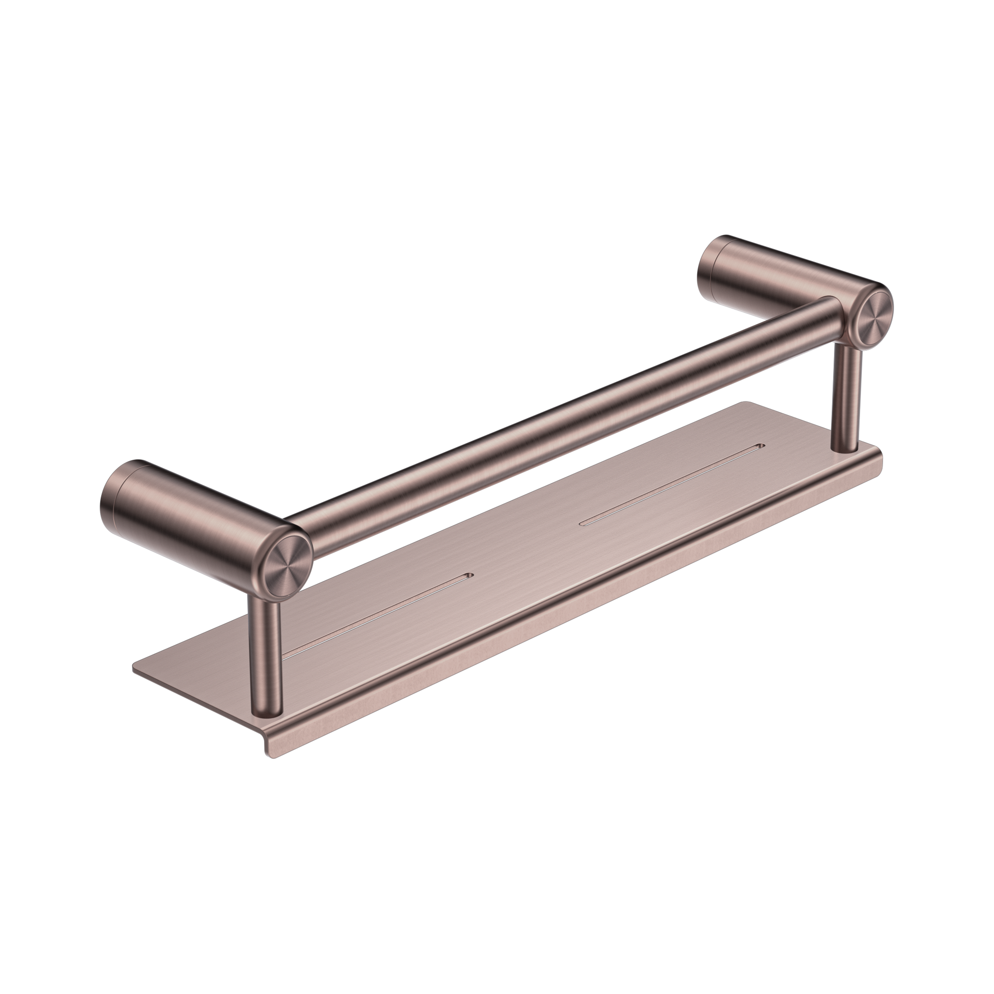 Nero Mecca Care 25mm Grab Rail With Shelf 450mm Brushed Bronze