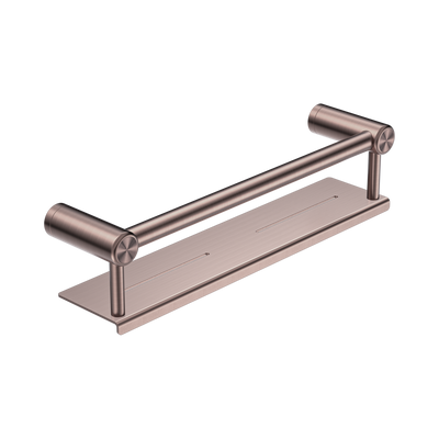 Nero Mecca Care 25mm Grab Rail With Shelf 450mm Brushed Bronze