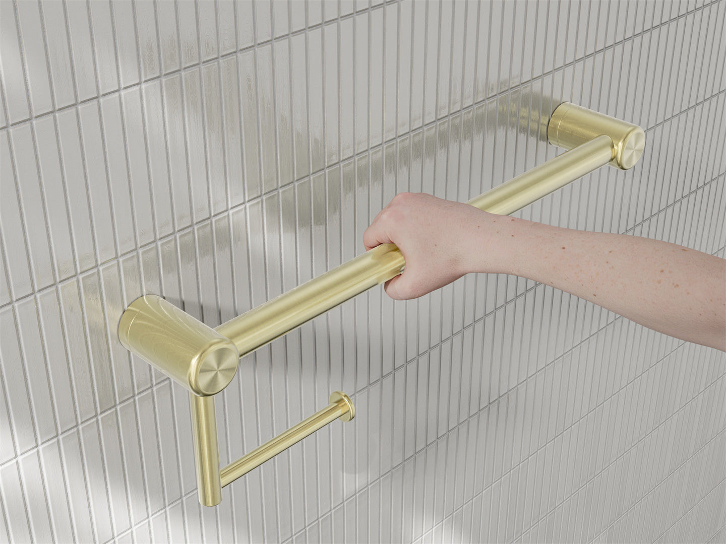 Nero Mecca Care 25mm Toilet Roll Rail 450mm Brushed Gold