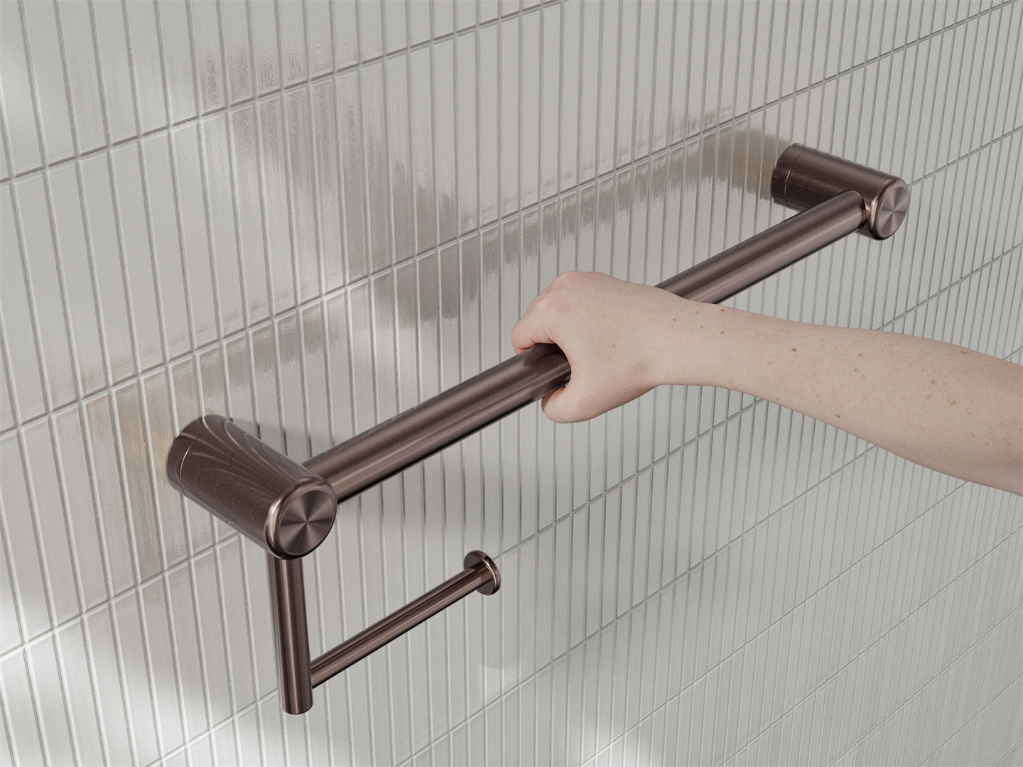 Nero Mecca Care 25mm Toilet Roll Rail 450mm Brushed Bronze