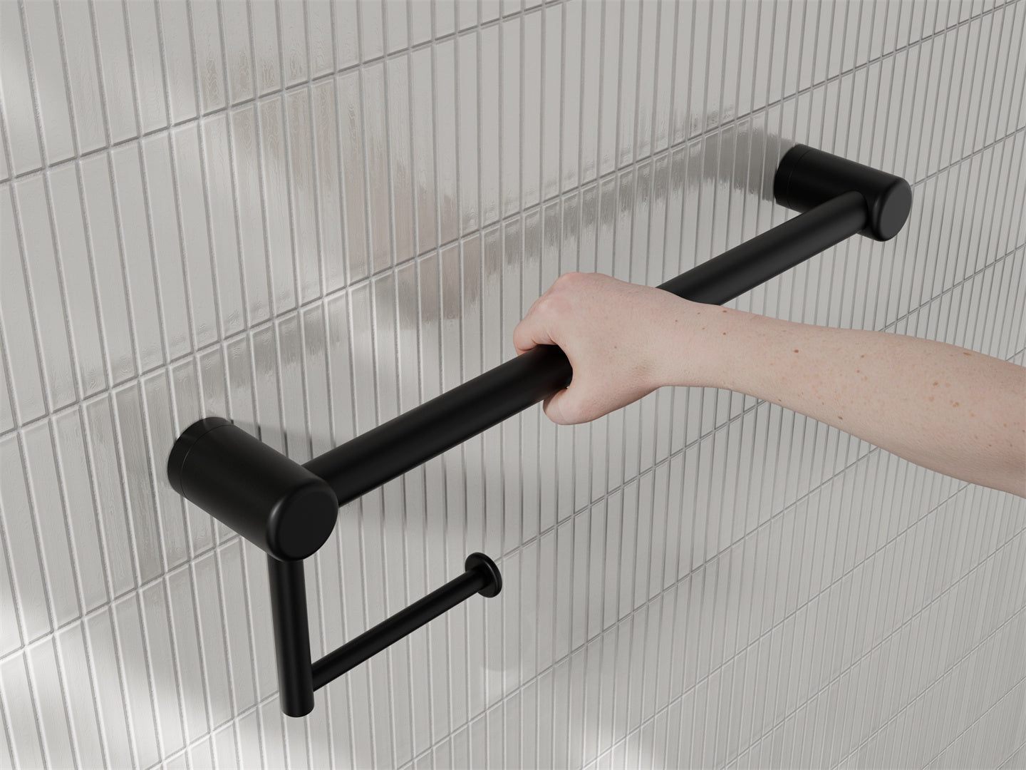 Nero Mecca Care 25mm Toilet Roll Rail 450 Matte Black
