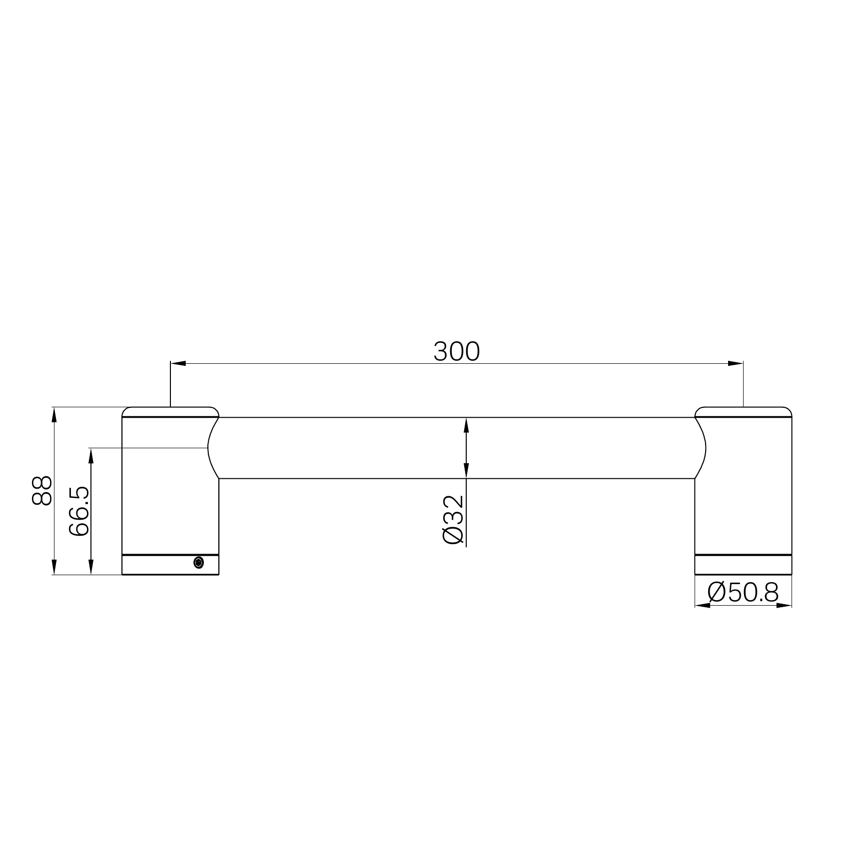 Nero Mecca Care 32mm Grab Rail 300mm Matte Black