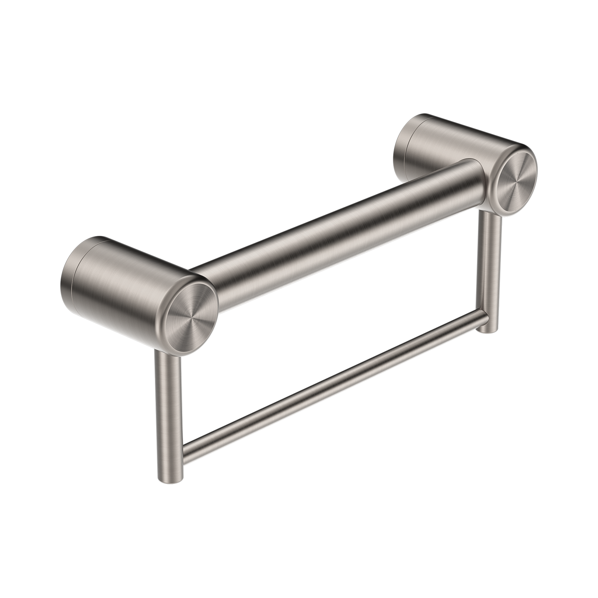 Nero Mecca Care 32mm Grab Rail With Towel Holder 300mm Brushed Nickel