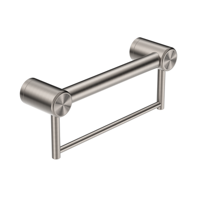 Nero Mecca Care 32mm Grab Rail With Towel Holder 300mm Brushed Nickel