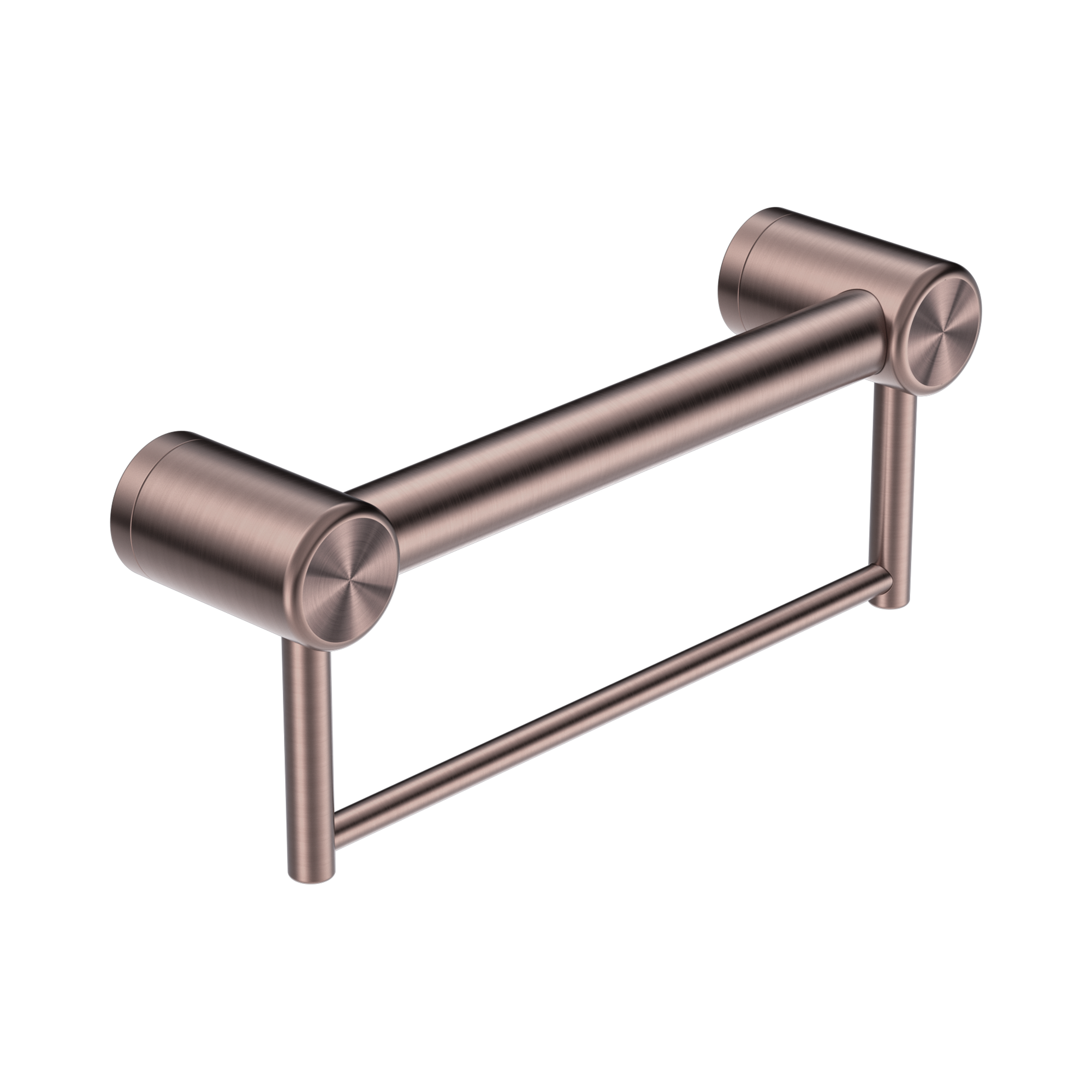 Nero Mecca Care 32mm Grab Rail With Towel Holder 300mm Brushed Bronze