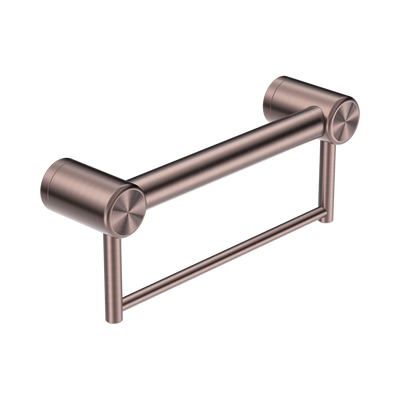 Nero Mecca Care 32mm Grab Rail With Towel Holder 300mm Brushed Bronze
