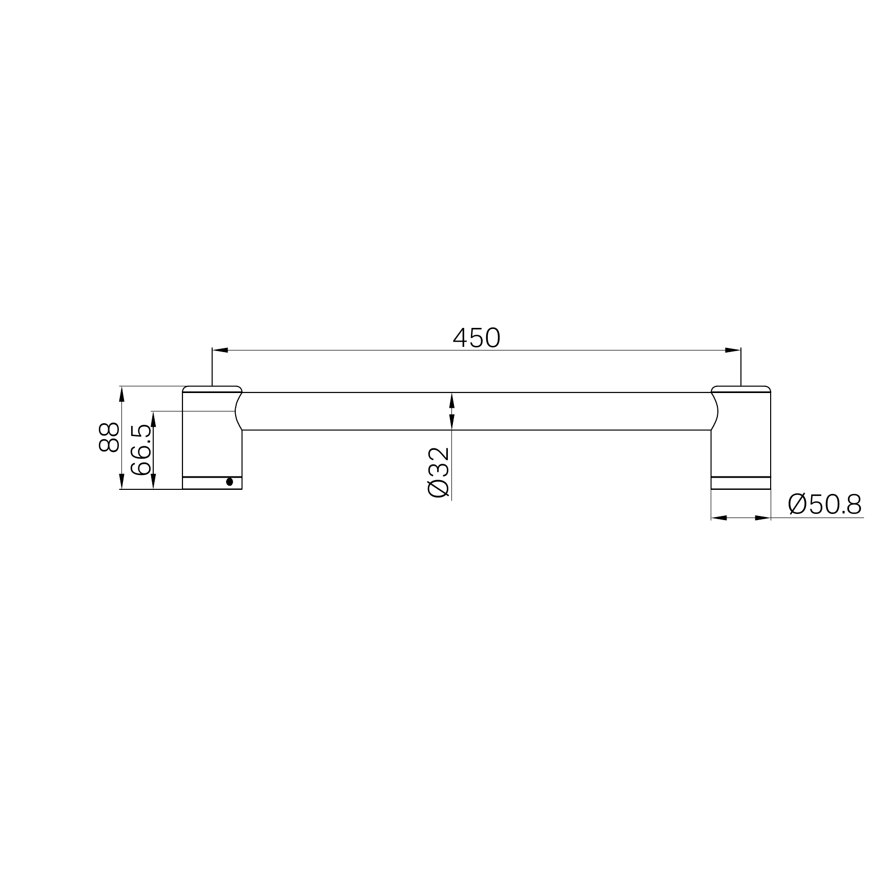 Nero Mecca Care 32mm Grab Rail 450mm Chrome