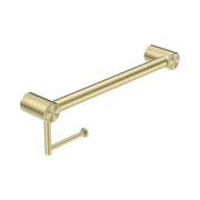 Nero Mecca Care 32mm Grab Rail With Toilet Roll Holder 450mm Brushed Gold