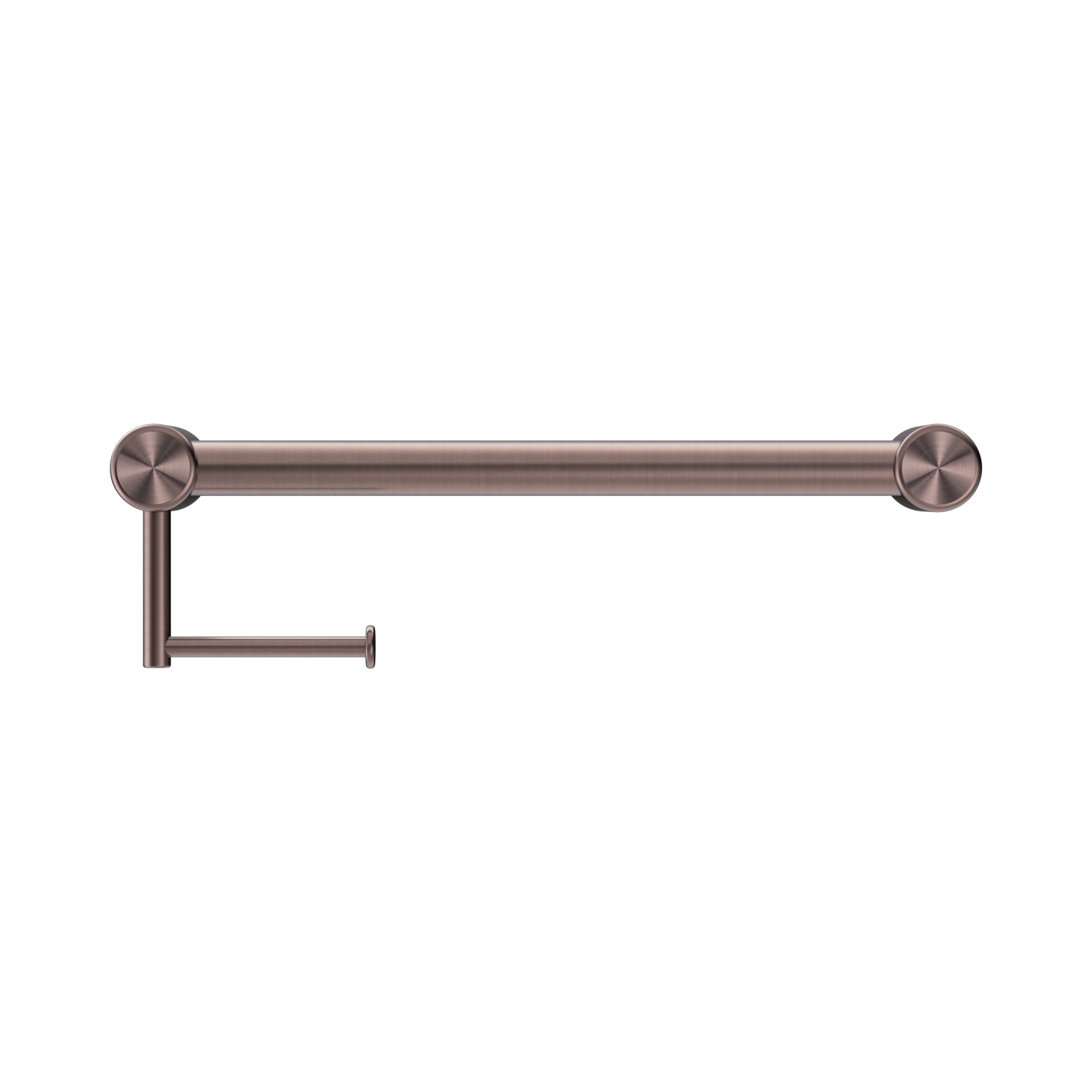 Nero Mecca Care 32mm Grab Rail With Toilet Roll Holder 450mm Brushed Bronze