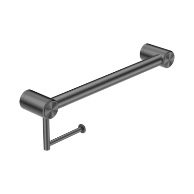 Nero Mecca Care 32mm Grab Rail With Toilet Roll Holder 450mm Gun Metal