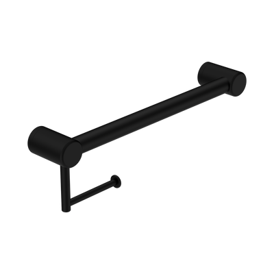 Nero Mecca Care 32mm Grab Rail With Toilet Roll Holder 450mm Matte Black
