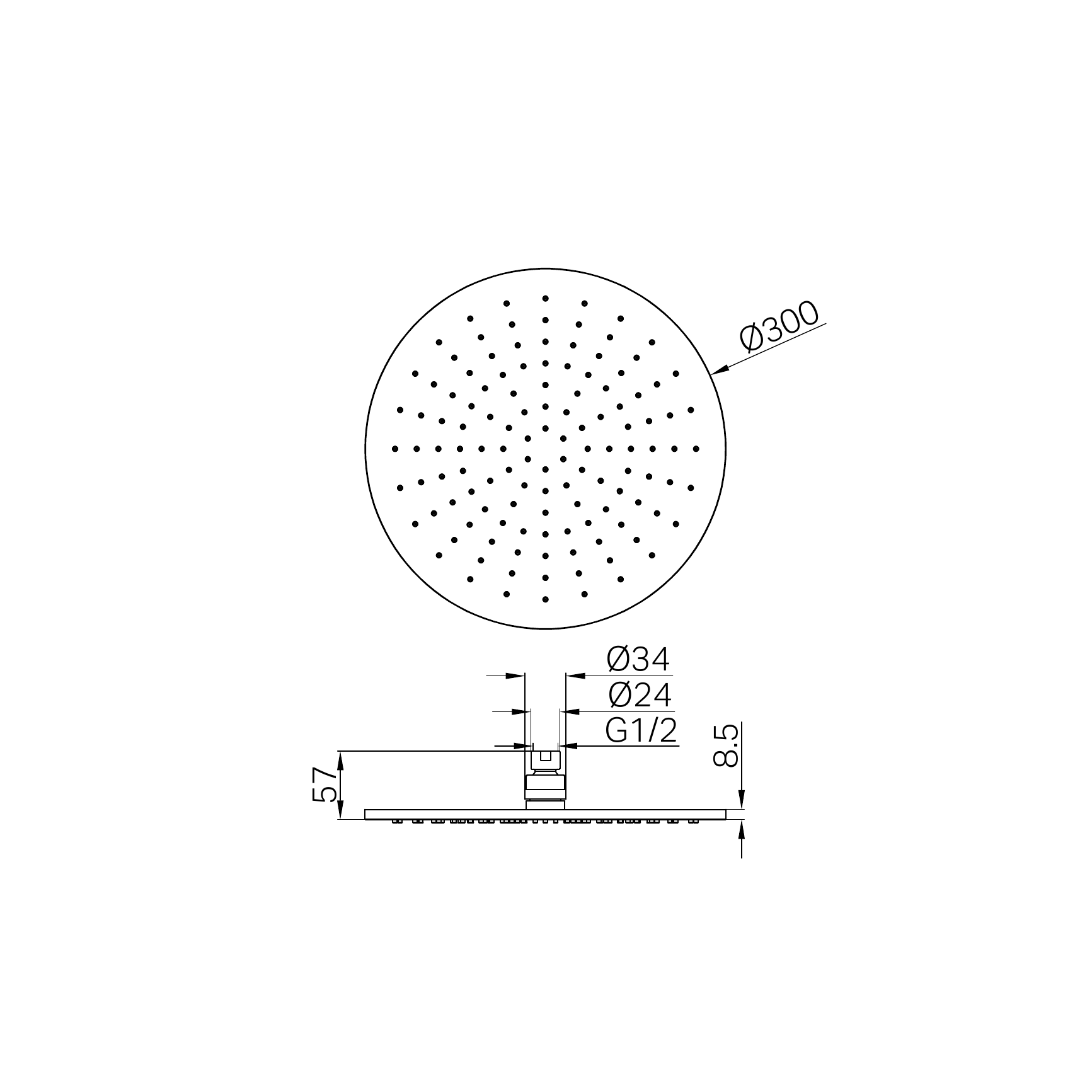 Nero Round 300mm Shower Head Graphite