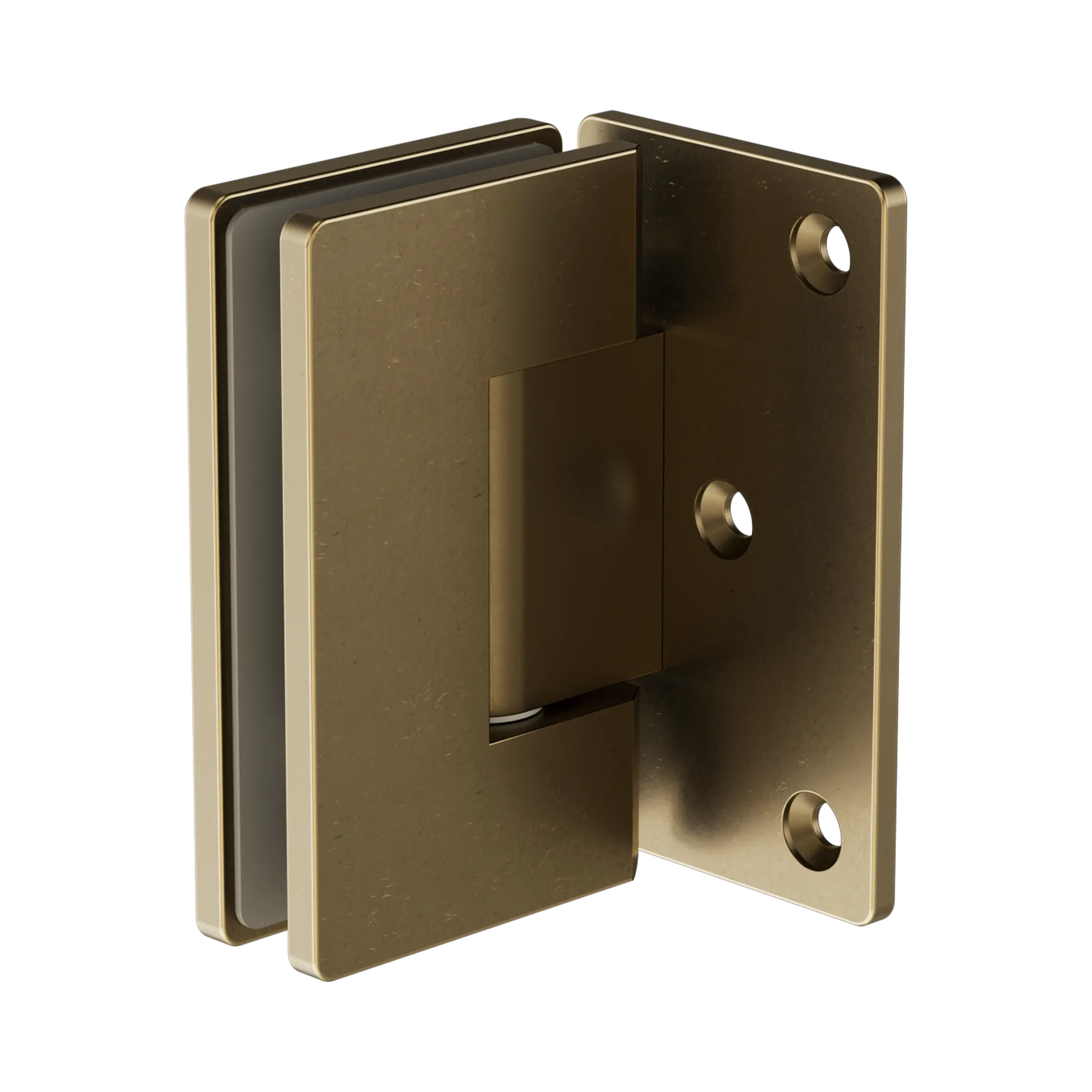 Nero 90 Degree Glass To Wall Shower Hinge 10mm Glass Tumbled Antique Brass