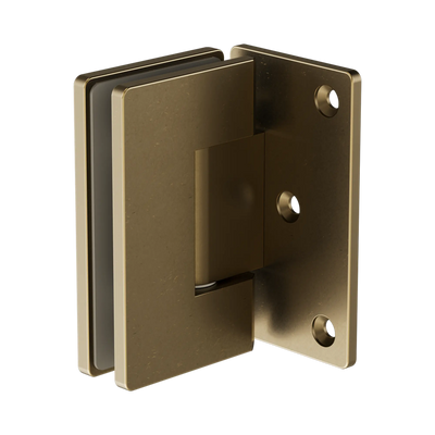 Nero 90 Degree Glass To Wall Shower Hinge 10mm Glass Tumbled Antique Brass