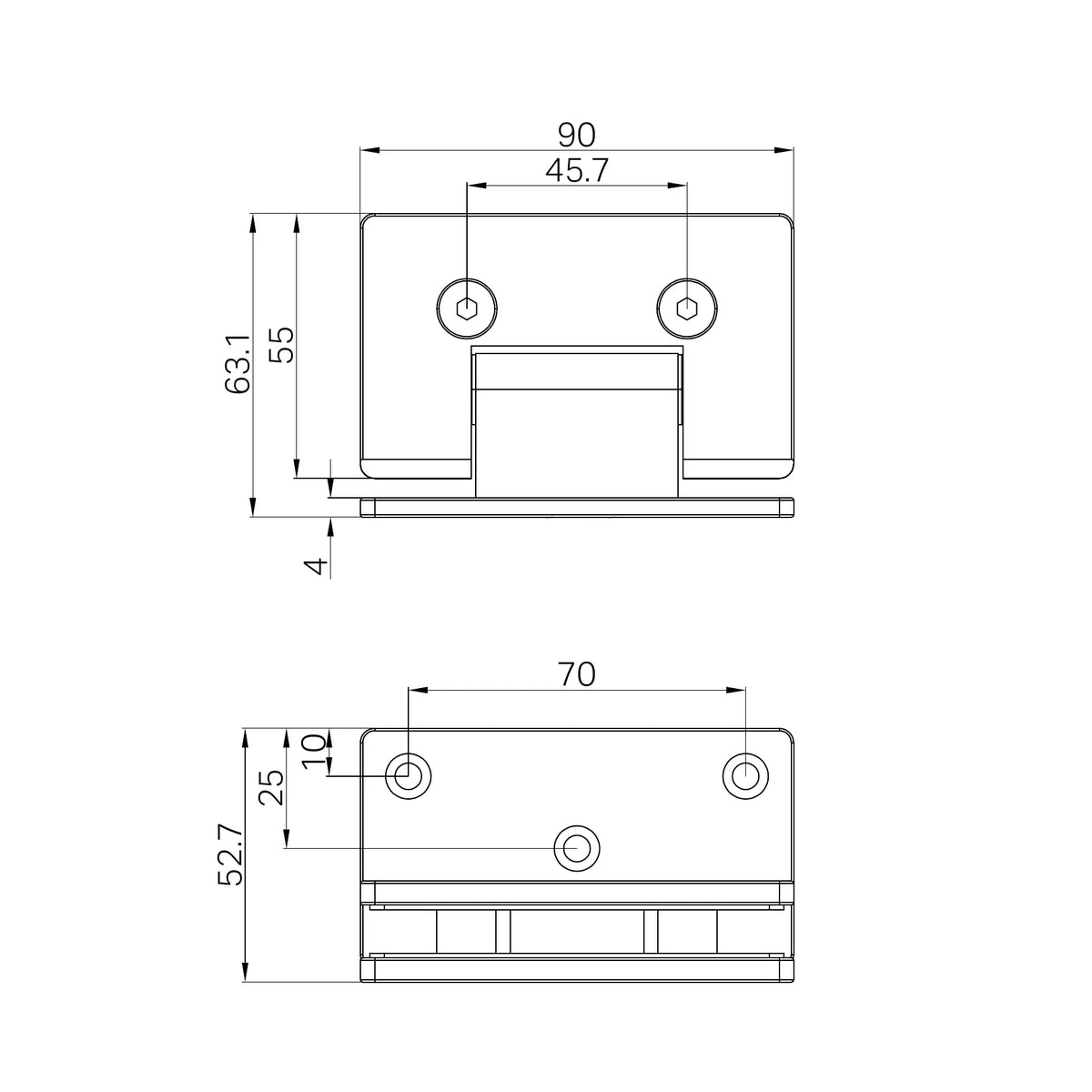 90 Degree Glass To Wall Shower Hinge 10mm Glass Brushed Bronze